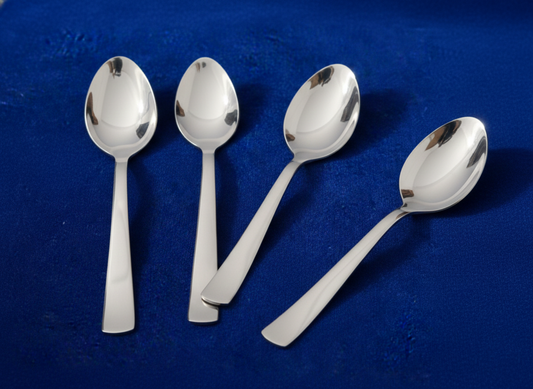 WEKTU Premium 12 Pcs Stainless Steel Dinner Spoon Set – 15.5cm Heavy Gauge Dessert Spoons with High-Gloss Mirror Finish