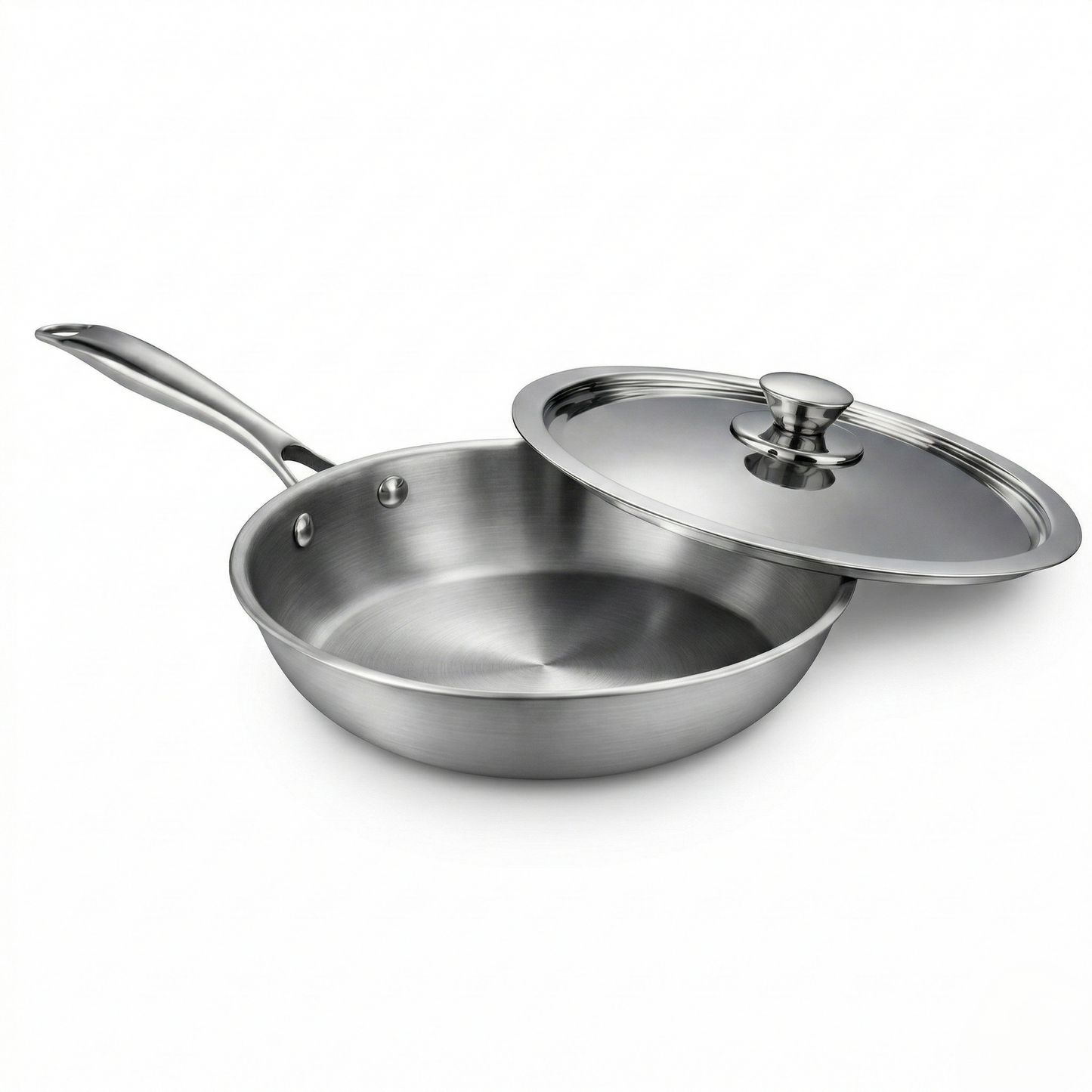 WEKTU Premium Tri-Ply Stainless Steel Frypan with Lid – 20cm Induction Compatible Skillet for Healthy Cooking