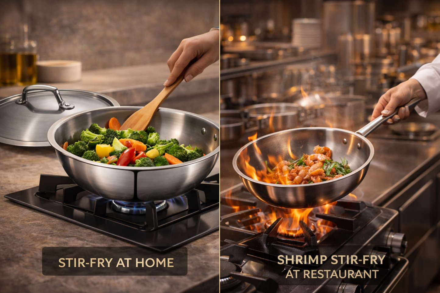 WEKTU Premium Tri-Ply Stainless Steel Wok – 20cm Induction Compatible Deep Stir-Fry Pan (1.5L)