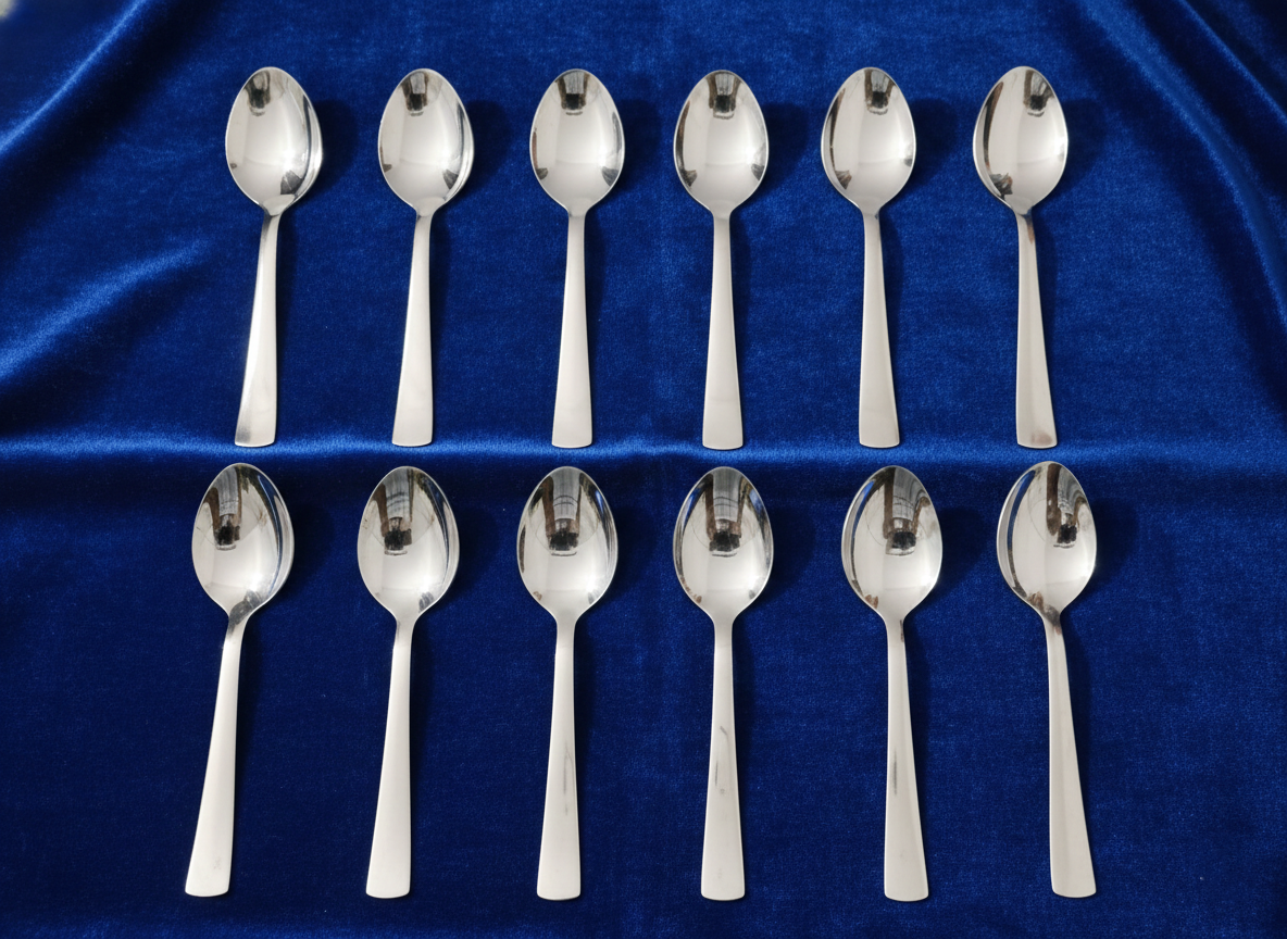 WEKTU Premium 12 Pcs Stainless Steel Dinner Spoon Set – 15.5cm Heavy Gauge Dessert Spoons with High-Gloss Mirror Finish