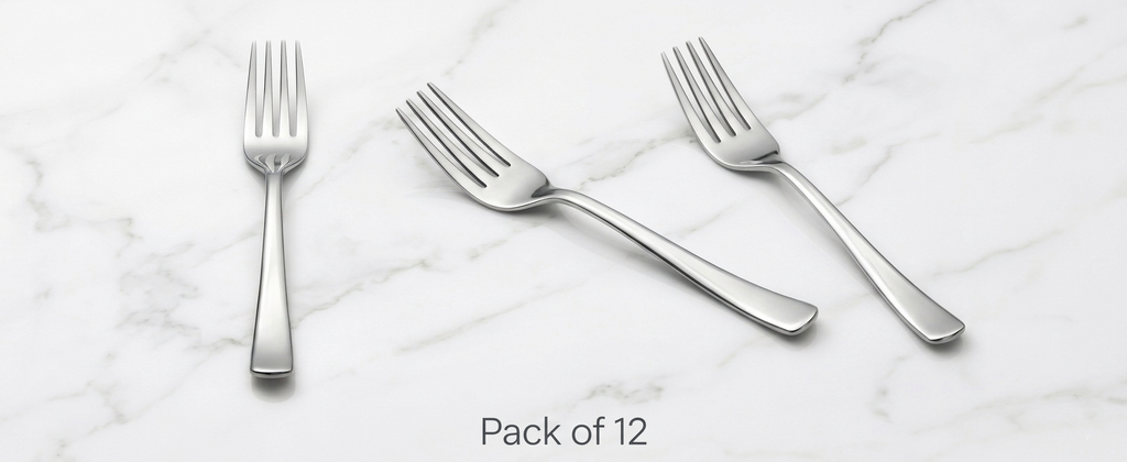 WEKTU Premium 12 Pcs Stainless Steel Fork Set – 15.5cm Food-Grade Dinner Forks with High-Gloss Mirror Finish
