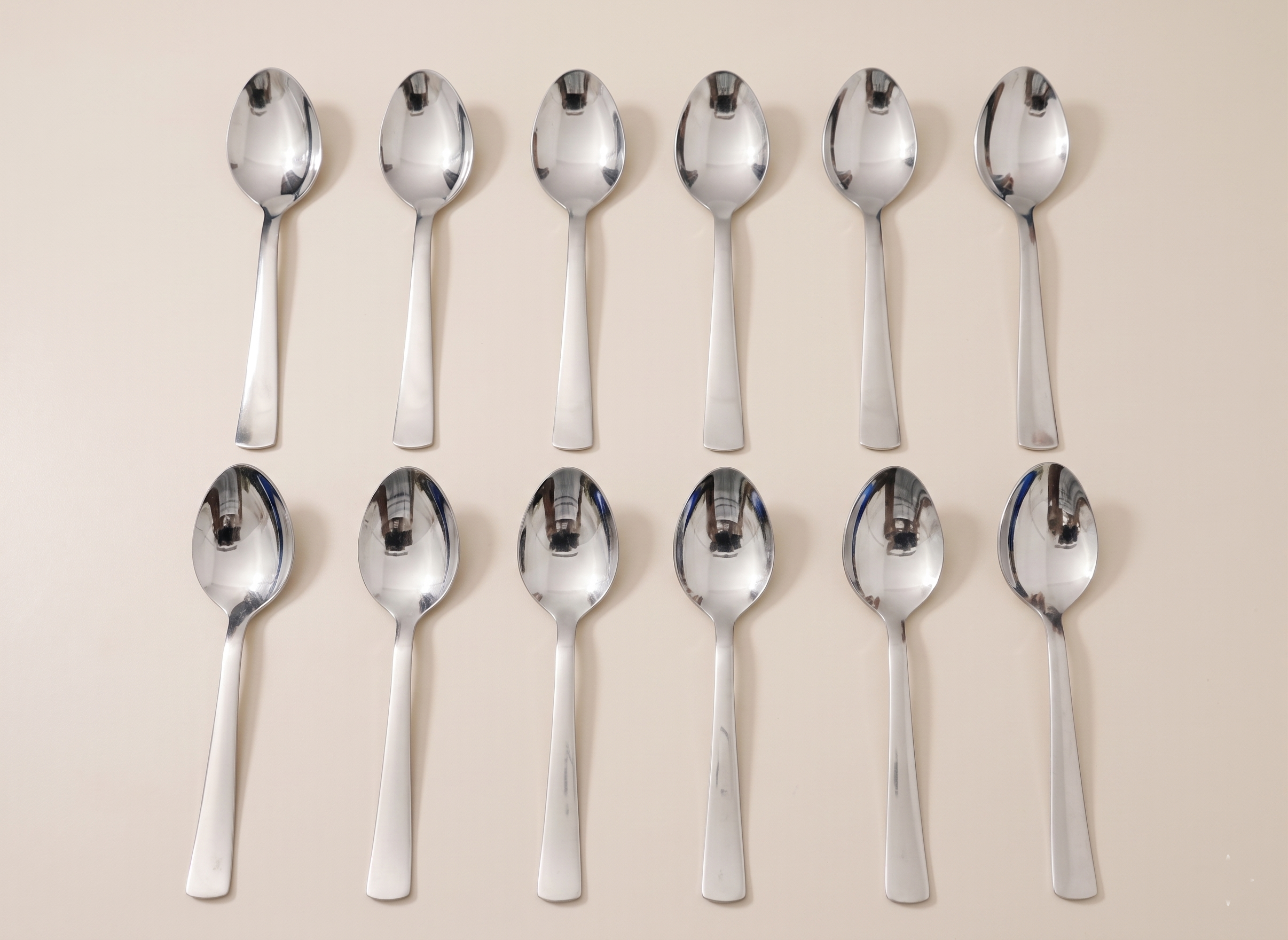 WEKTU Premium 12 Pcs Stainless Steel Dinner Spoon Set – 15.5cm Heavy Gauge Dessert Spoons with High-Gloss Mirror Finish