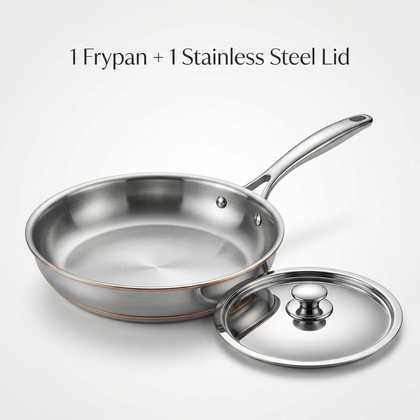 WEKTU Premium Tri-Ply Stainless Steel Frypan with Lid – 20cm Induction Compatible Skillet for Healthy Cooking
